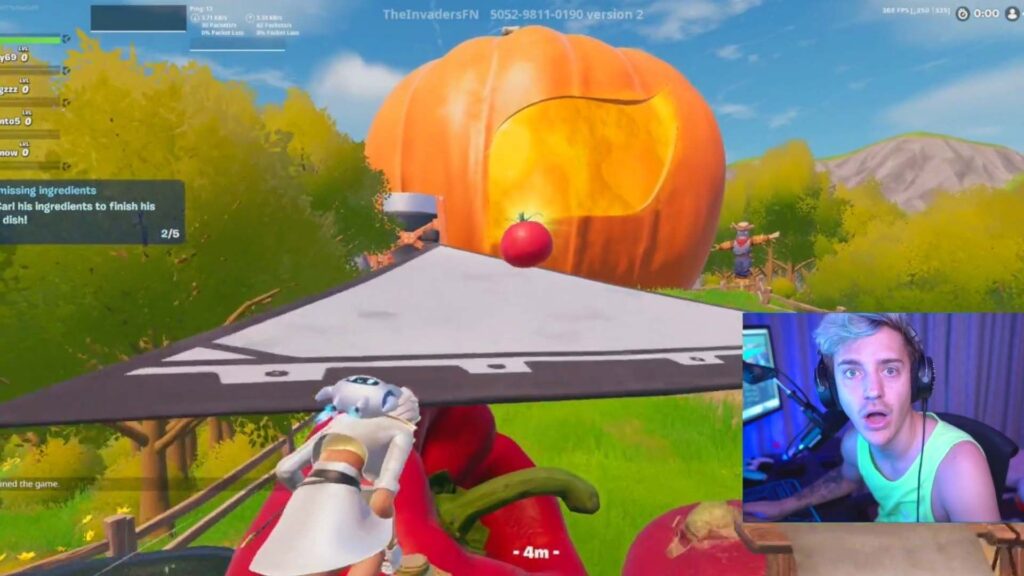 Ninja streaming the Fortnite map